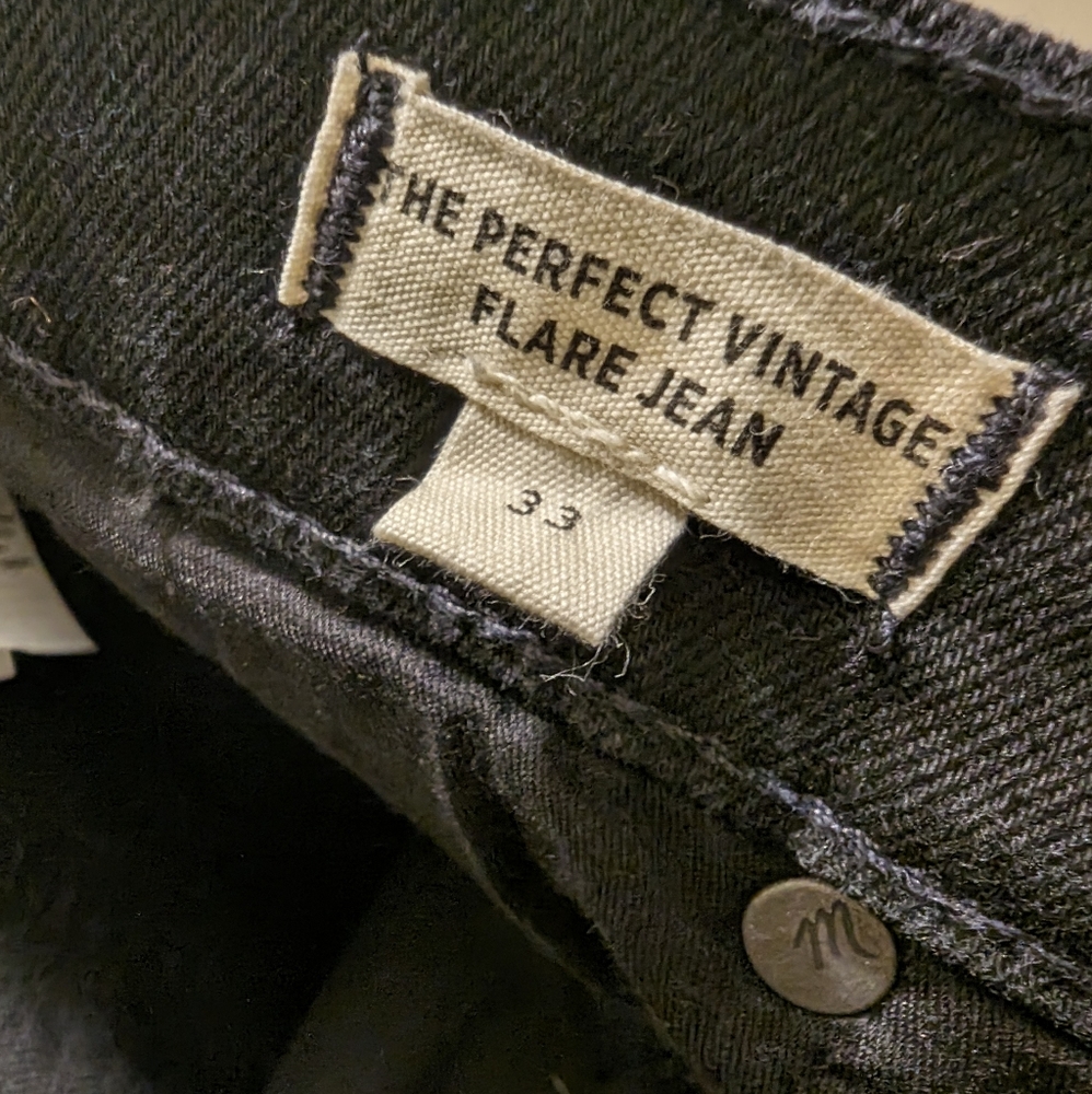 Madewell The Perfect Vintage Flare Jean Black Sherborn Wash High Rise- 33/16 - Picture 10 of 15